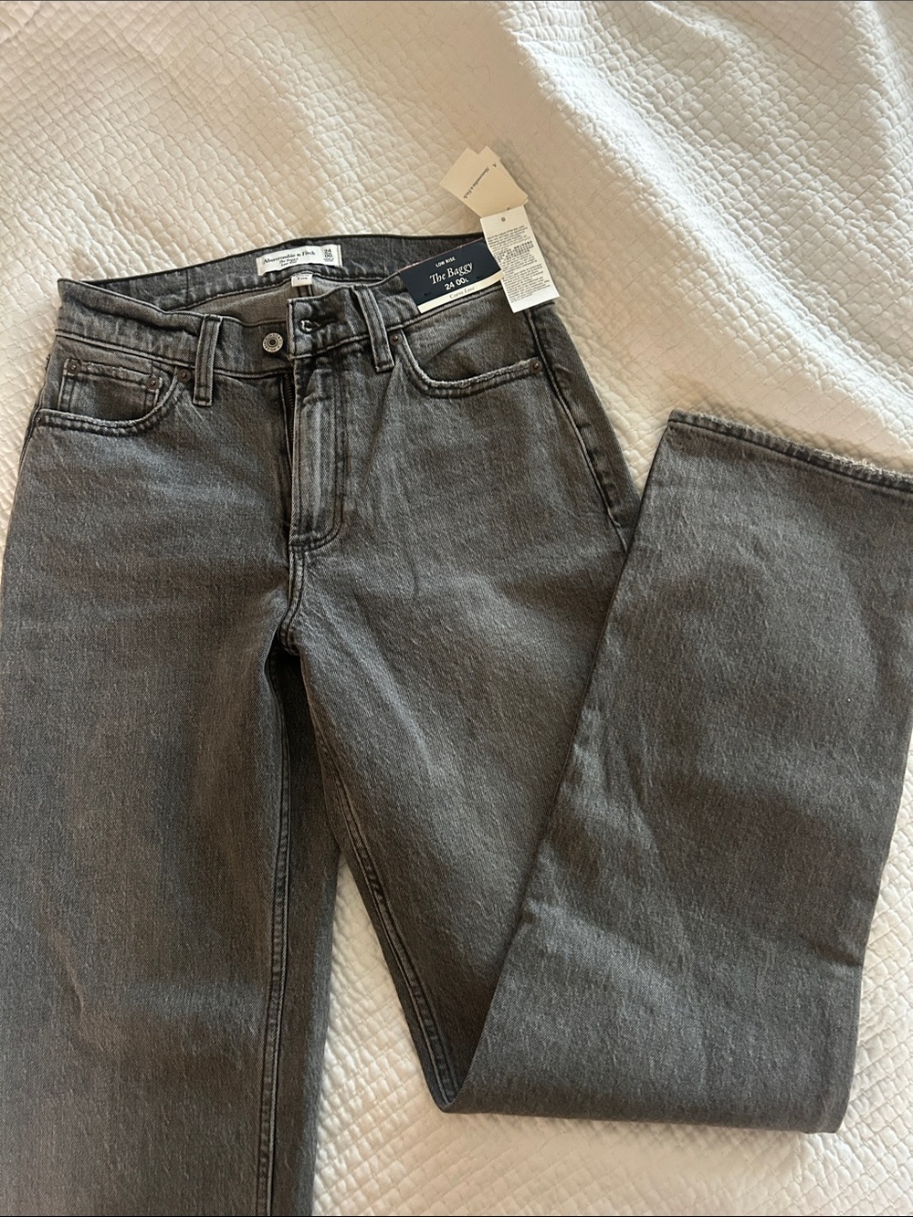 Abercrombie & Fitch Low Rise Baggy Jeans in Charcoal